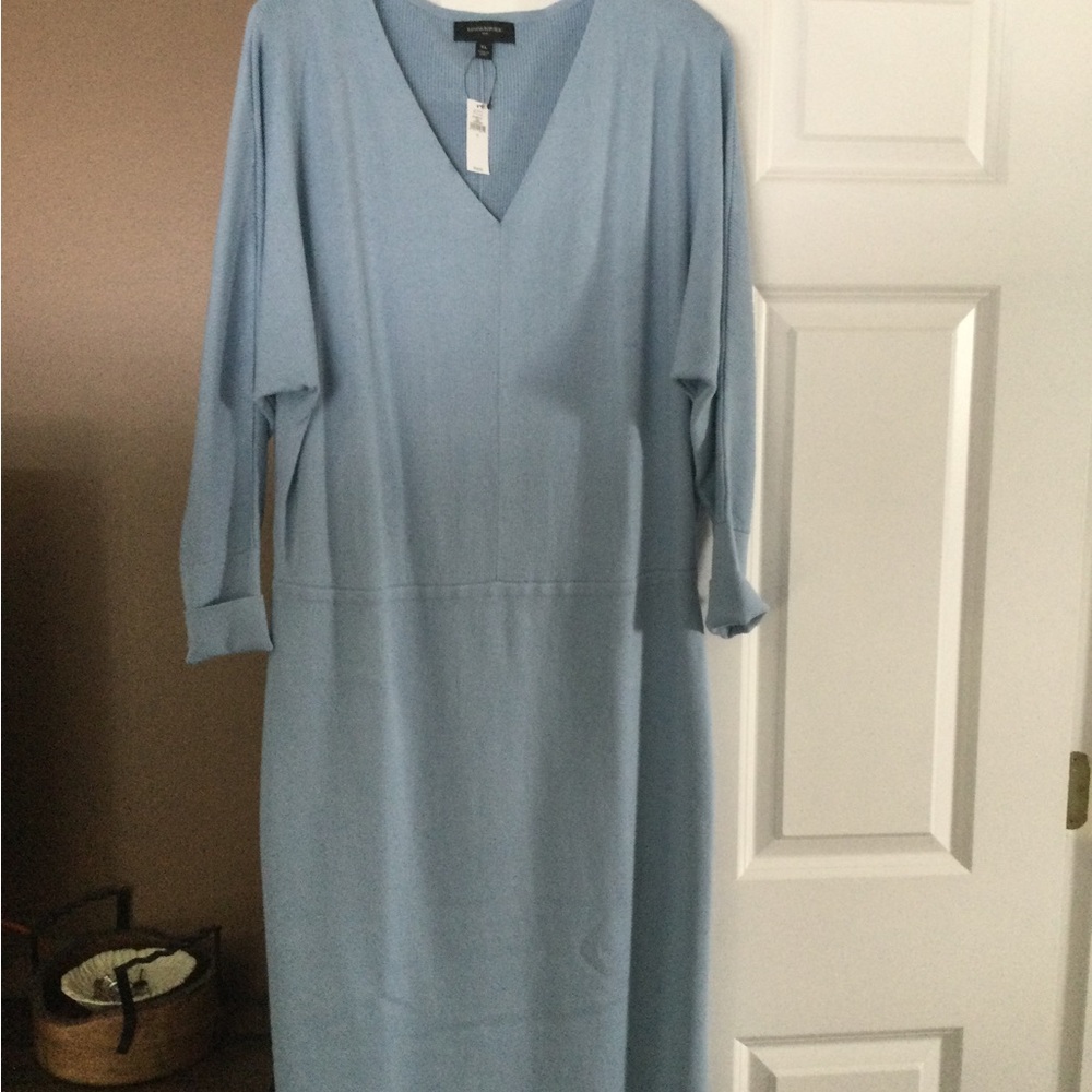 Banana Republic Blue V-Neck Sweater Dress